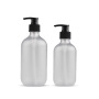 Cheap Price Cosmetic clear Frosted 16oz Plastic Matte 500ml Bottle With Black Shampoo Bottle Pump