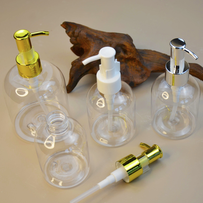 Skincare Packaging 150ml 300ml Plastic Lotion Bottle clear Empty Shampoo Bottles Hand Sanitizer Bottle White Gold Silver Pump