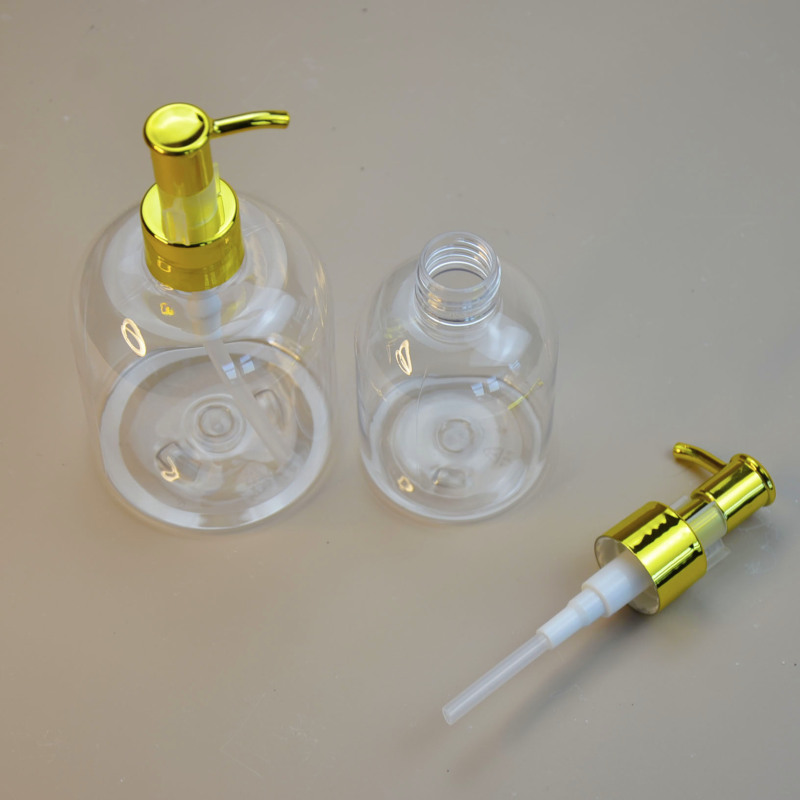 Skincare Packaging 150ml 300ml Plastic Lotion Bottle clear Empty Shampoo Bottles Hand Sanitizer Bottle White Gold Silver Pump