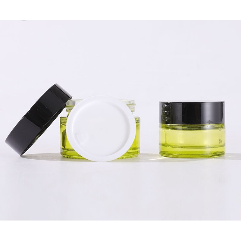 Best New Products Very Popular  clear Green Fancy Glass Jars with Lids for Skin Care Cosmetic