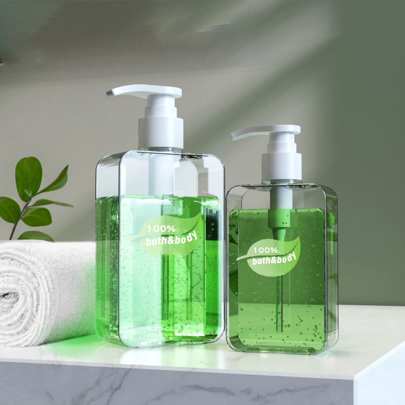 200ml/300ml for Clear PETG Plastic Body Lotion Bottle Bamboo Pump Empty Shampoo Bottle for Skin Care Serum Press for Clear Seal