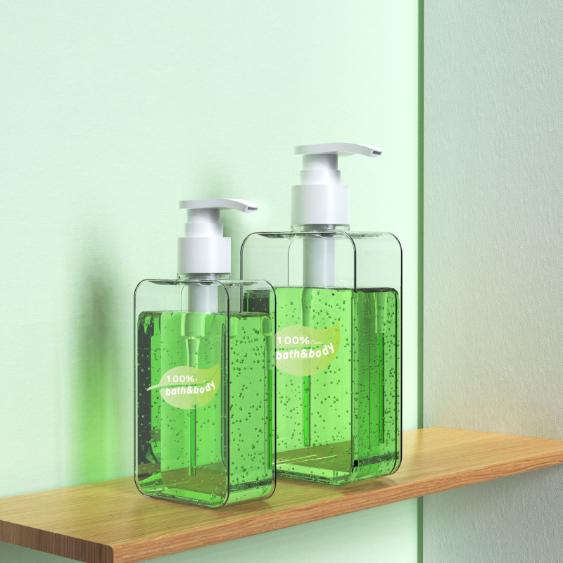 200ml/300ml for Clear PETG Plastic Body Lotion Bottle Bamboo Pump Empty Shampoo Bottle for Skin Care Serum Press for Clear Seal