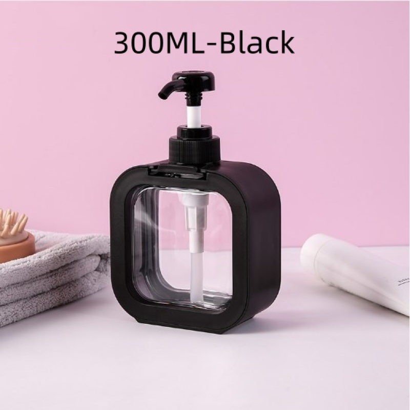 Refillable 300ml 500ml Black White Pink Square Cosmetic Dispenser Bottle Hand Wash Plastic Bottles Lotion Bottle With Pump