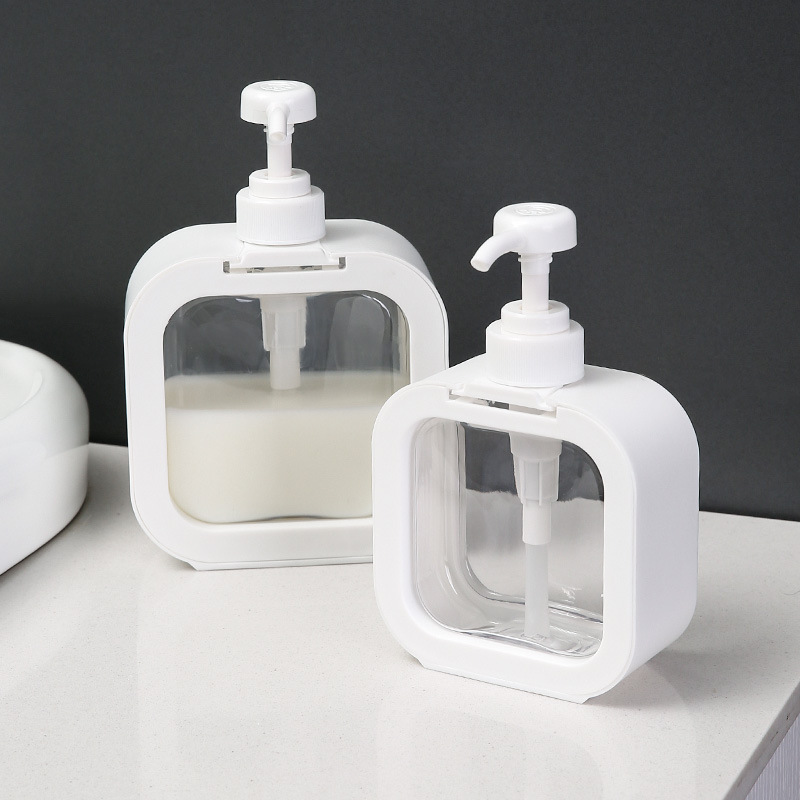 Refillable 300ml 500ml Black White Pink Square Cosmetic Dispenser Bottle Hand Wash Plastic Bottles Lotion Bottle With Pump