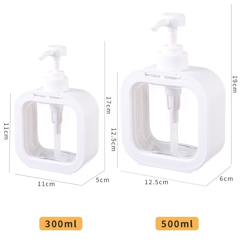 Refillable 300ml 500ml Black White Pink Square Cosmetic Dispenser Bottle Hand Wash Plastic Bottles Lotion Bottle With Pump