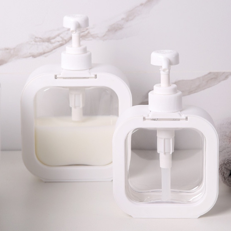 Refillable 300ml 500ml Black White Pink Square Cosmetic Dispenser Bottle Hand Wash Plastic Bottles Lotion Bottle With Pump