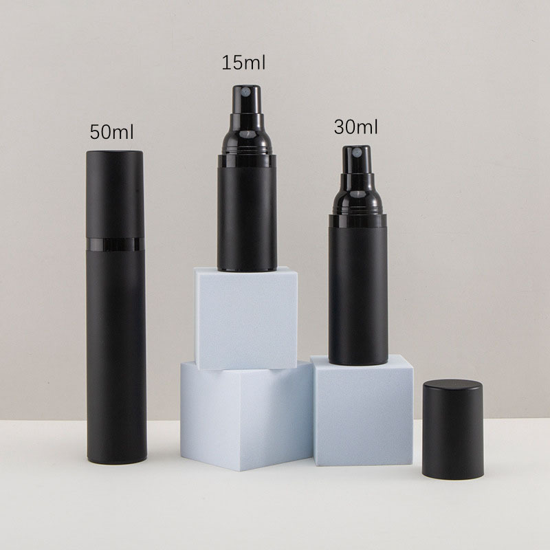 Customized 15ML 30ML 50ML Black Essence Cream Eye Cream Plastic Bottle with Vacuum Pressed Prayer