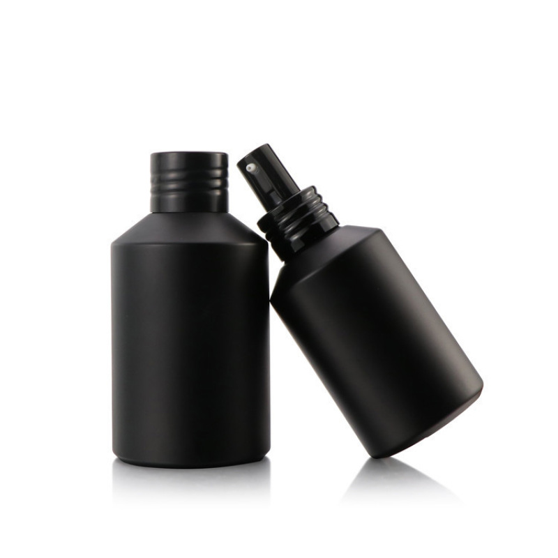 30ml 100ml 120ml Matte Black Color Glass and Bottle Empty Serum Glass Oil Bottles for Sale with Black Pump