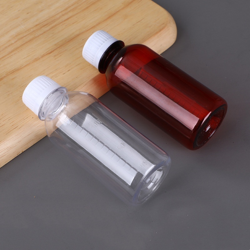 50ml 100ml 150ml 200ml PET Plastic Bottle Empty Liquid Dispenser Bottle 500ml Anti-theft Cap Brown 250ml
