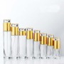 High Quality 20ml 30ml 40ml 50ml Glass Bottles Glass Pump Bottle Essential Oil Bottle Luxury Cosmetic with Gold Lid