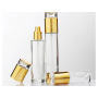 High Quality 20ml 30ml 40ml 50ml Glass Bottles Glass Pump Bottle Essential Oil Bottle Luxury Cosmetic with Gold Lid