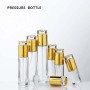 High Quality 20ml 30ml 40ml 50ml Glass Bottles Glass Pump Bottle Essential Oil Bottle Luxury Cosmetic with Gold Lid