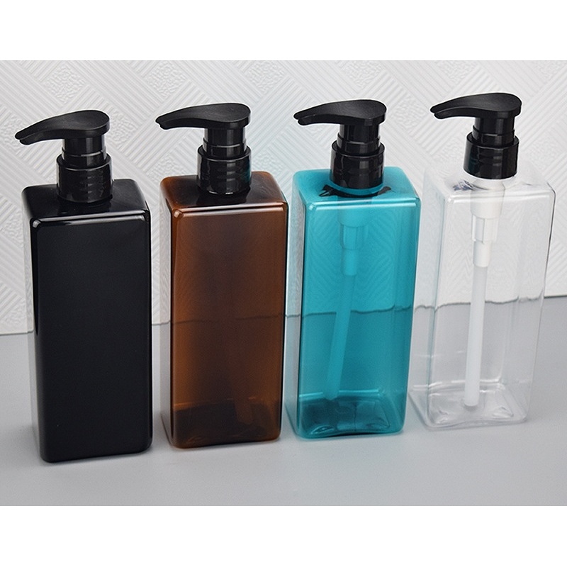 2024 New Style Wholesale 500ml  Plastic Bottle square Transparent Plastic Bottles for Cosmetic