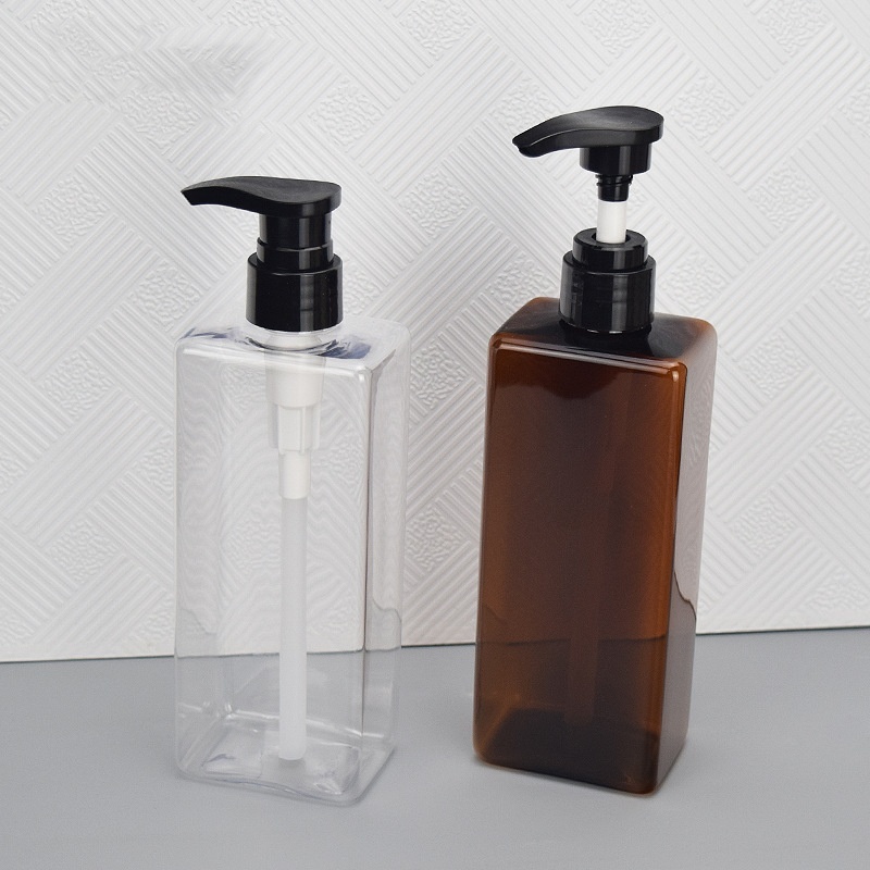 2024 New Style Wholesale 500ml  Plastic Bottle square Transparent Plastic Bottles for Cosmetic