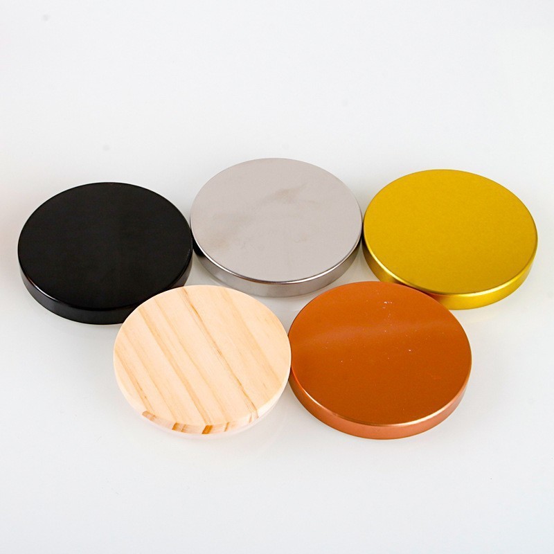 Home Decoration Soy Wax DIY 200ml Dazzling Colorful Candle Jars Cups With Metal Wooden Lids
