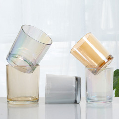 Home Decoration Soy Wax DIY 200ml Dazzling Colorful Candle Jars Cups With Metal Wooden Lids