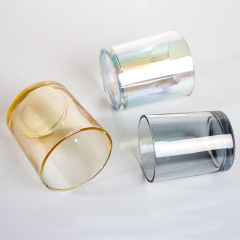 Home Decoration Soy Wax DIY 200ml Dazzling Colorful Candle Jars Cups With Metal Wooden Lids