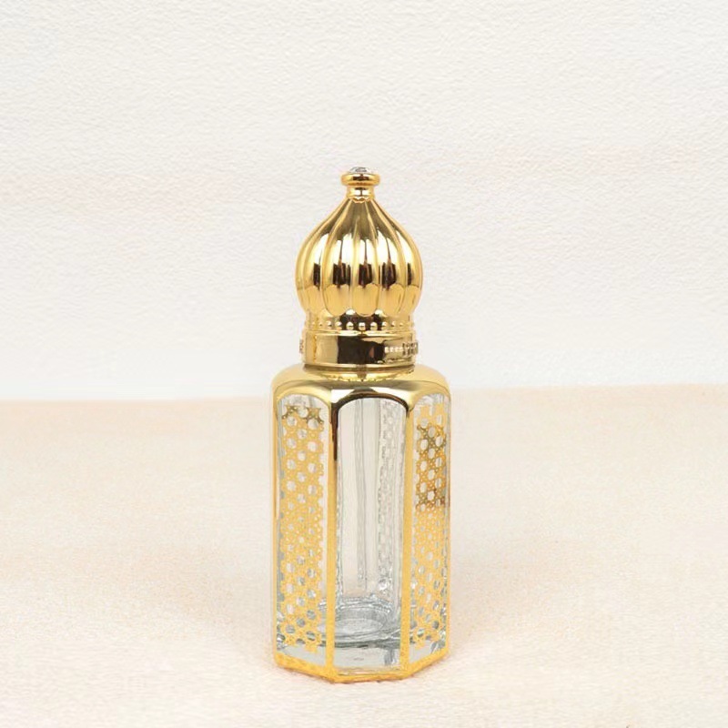 Luxury 3ml 6ml 12ml Gold Silver Black Octagon Middle East Arab Roll on Bottles Perfume Essential Oil Bottle