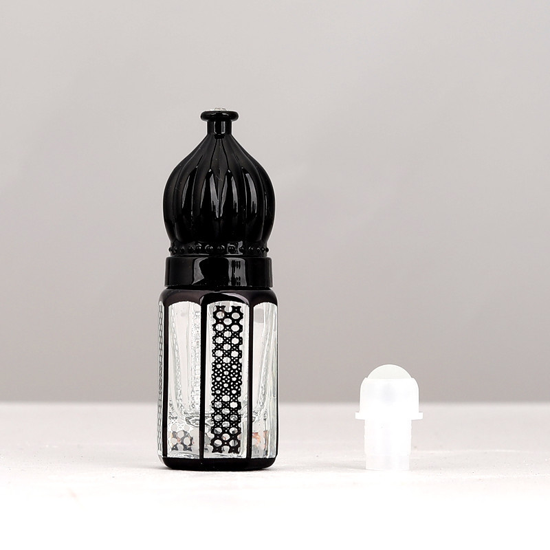 Luxury 3ml 6ml 12ml Gold Silver Black Octagon Middle East Arab Roll on Bottles Perfume Essential Oil Bottle