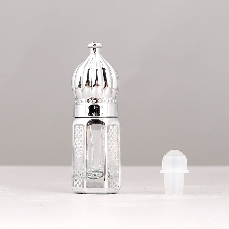 Luxury 3ml 6ml 12ml Gold Silver Black Octagon Middle East Arab Roll on Bottles Perfume Essential Oil Bottle
