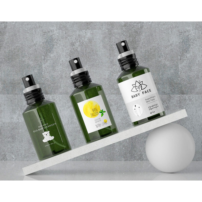 PET Slant Shoulder clear Green Mist Spray Bottle Empty Skincare Lotion Spray Cosmetic Plastic Bottle 50ml 100ml 150ml 200ml