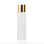 Cosmetic 120ml clear Skincare Glass Face Serum Bottle Round Shape Gold Cap Lotion Bottle