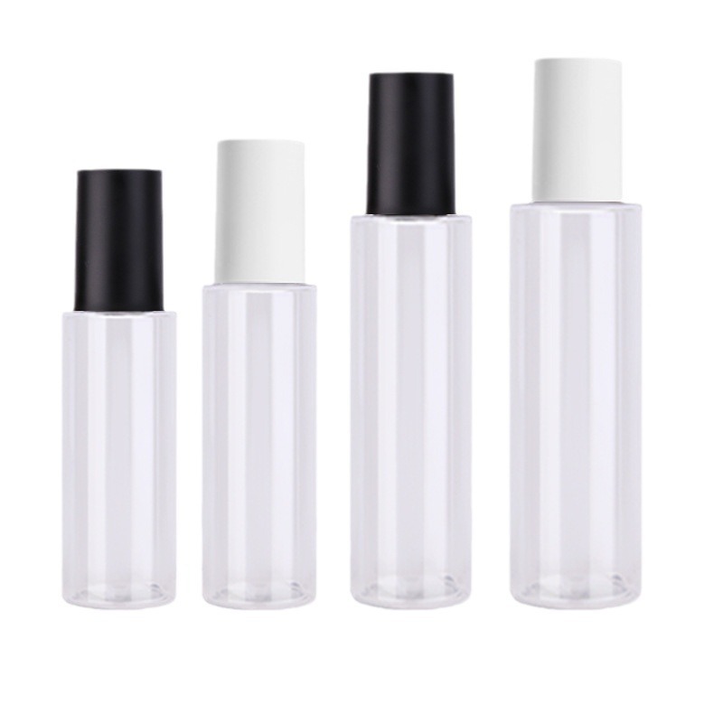 Customized Transparent Plastic Black Pump Bottle 120ml 150ml 200ml Custom Skincare Cosmetic Bottle Packaging for Hair Serum