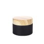 Wholesale High Quality 10g 20g 30g 50g Matte Black Clear Frosted Flat Round Glass Jars With Wooden Grain Plastic Lid