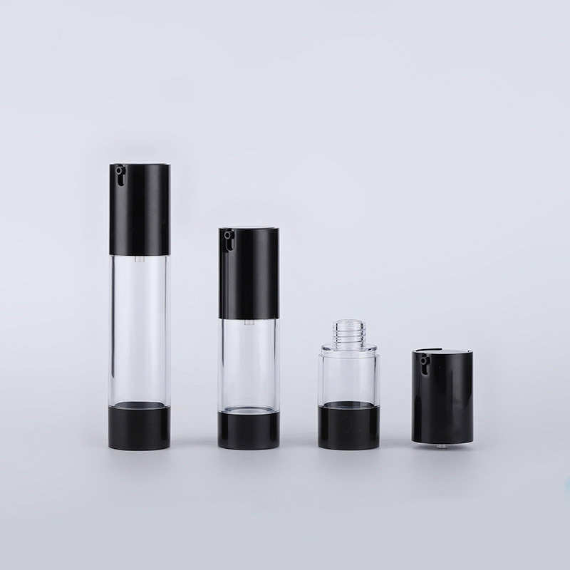 Luxury 15ml 30ml 50ml Plastic Cosmetic Airless Pump Lotion Bottle Empty Black Cap for Face Cream & Skin Care Serum