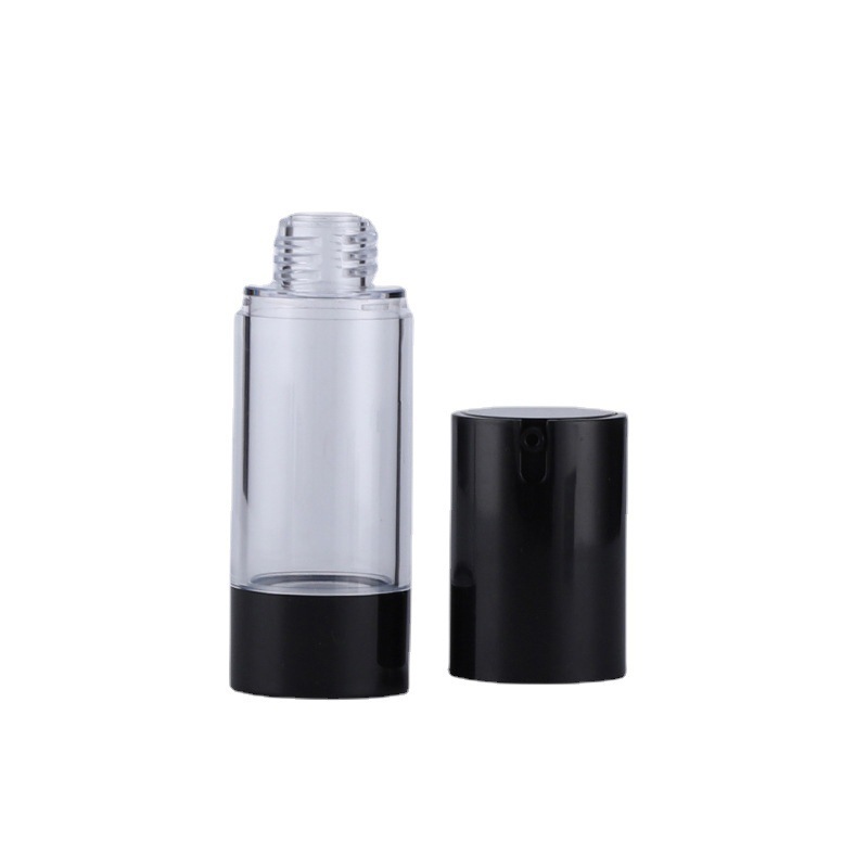 Luxury 15ml 30ml 50ml Plastic Cosmetic Airless Pump Lotion Bottle Empty Black Cap for Face Cream & Skin Care Serum