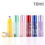 Fancy Color Printed Glass Perfume Roller for Ball Bottle 10ml Empty Mini Cosmetic Essential Oil Container with Colorful Cap