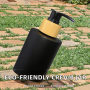 Eco-Friendly 250ml Cream Jar Cosmetic Packaging White Plastic Bottle Screw Cap Bamboo Lid Engraved Spray 100ml/150ml/250ml/500ml