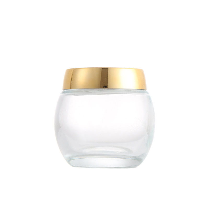 Wholesale Custom Cosmetic Skincare Cream Glass Jar 100g 120g 200g Empty Clear Round with Plastic Cap Stock Available