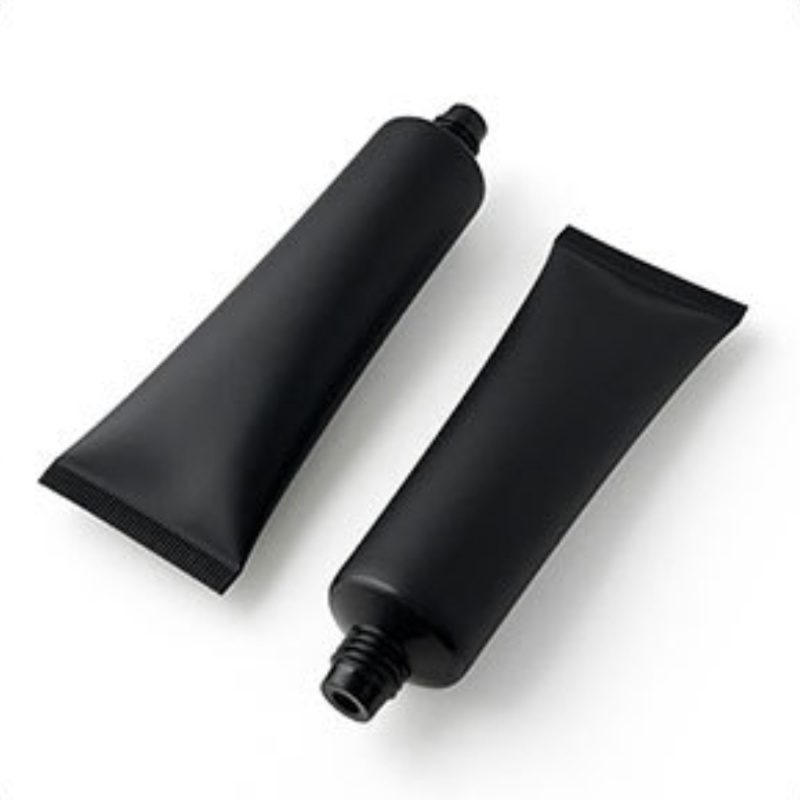 50ml Matte Black Plastic Squeeze Tubes Cosmetic Packaging Soft Hand Cream Tube Facial Cleanser Tube with Different Lids