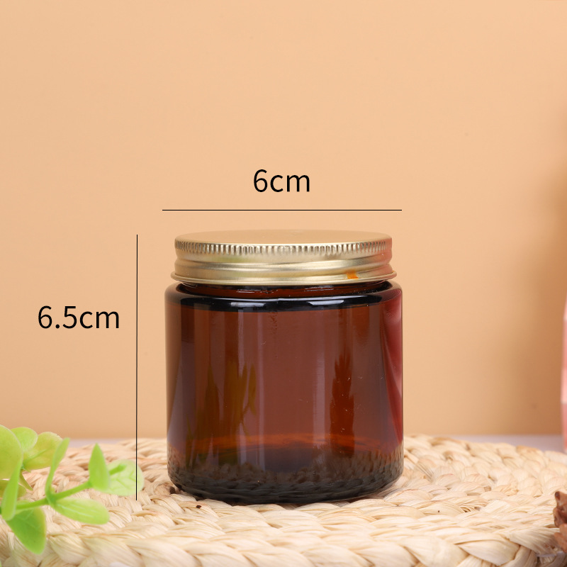 2023 Frosted Amber Brown 100g Glass Candle Jar with Bamboo Lid Recyclable Aluminum Cap