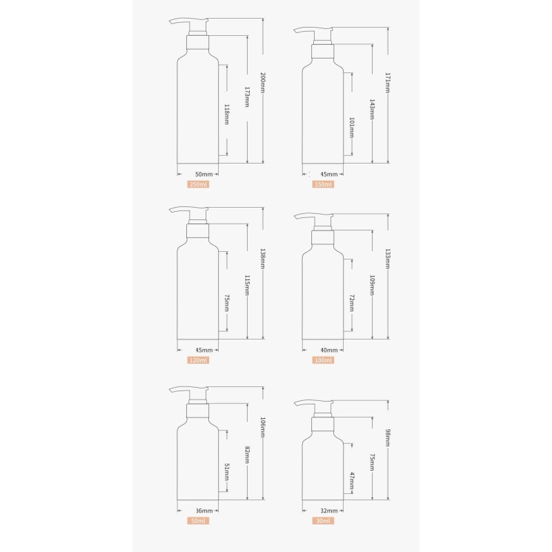 Hot Sale 100ml 120ml 150ml Dispenser Aluminum Lotion Pump Shampoo Bottles