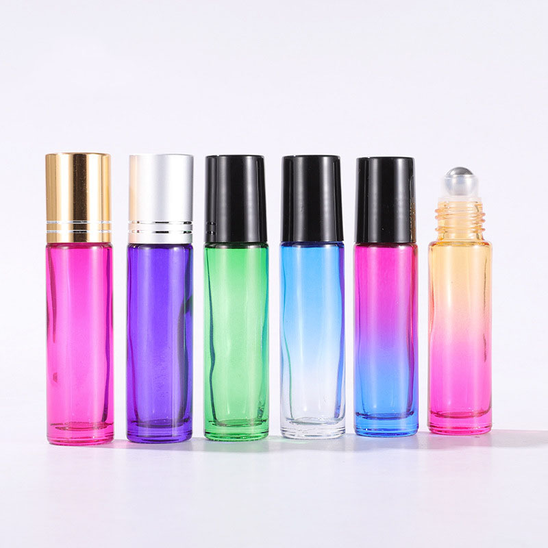 10ml Round Glass Roller for Ball Bottles Empty and Fancy Gradient Color for Essential Oils and Face Cream Roll-on Style