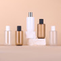 Ready Stock 200ml Slant Shoulder PET Plastic Bottle Amber Green Refillable Toner Lotion Container with Inner Plug