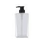 High Quality  16oz PET Brown Custom logo 500 ml square Plastic Shampoo Bottle with Pump