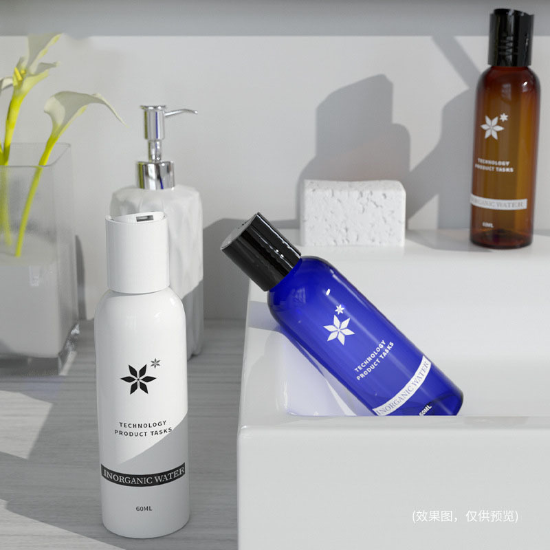 Wholesale 60ml Cosmetic Packaging Container Empty Plastic 2oz PET Toner Bottle with Disc Cap Serum Bottle
