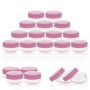 3 Gram Sample Containers with Lids, 25 Count Tiny Sample Jars, Lotion, Powder, Beauty Products(Pink Lids)