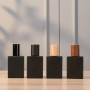Empty High End Style 100ml Square Men Cologne Perfume Black Glass Bottle With Pump Spray