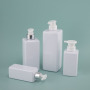 Reusable Luxury 500ml White Squared Press Body Lotion Shampoo Bottle with Plating Pump