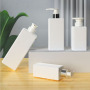 Reusable Luxury 500ml White Squared Press Body Lotion Shampoo Bottle with Plating Pump