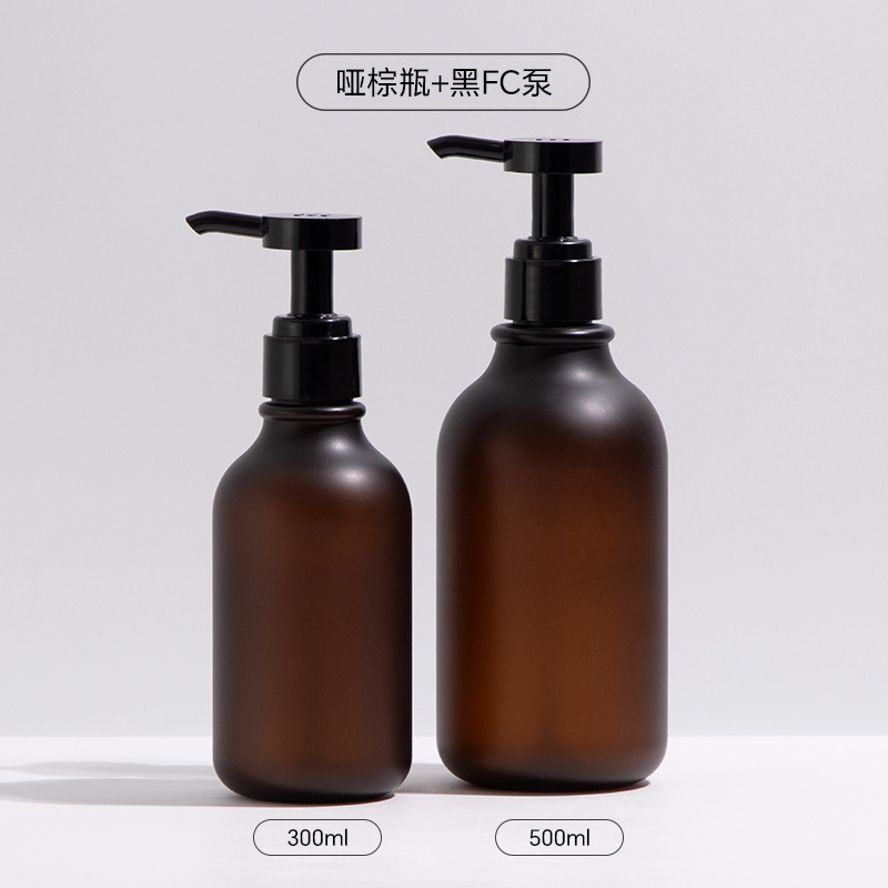 Low MOQ High End Boston Black Matt 500ml PET Cosmetic Packaging Bottle Empty Liquid Detergent/Shampoo/Body Lotion/Shower Gel