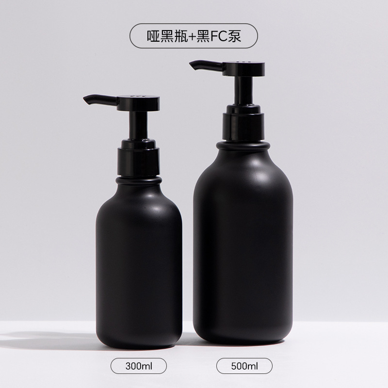 Low MOQ High End Boston Black Matt 500ml PET Cosmetic Packaging Bottle Empty Liquid Detergent/Shampoo/Body Lotion/Shower Gel