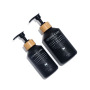 Press Lotion Bottle 300ml 500ml Matte Black Brown White Plastic Empty Shampoo Scrub Pet Bottle with Bamboo Pump