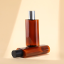 Fast Delivery Amber Oval Shape Plastic Bottles 150ml 200ml Refillable Cosmetic Skincare Packaging for Serum or Lotion