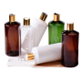 Cosmetic Packaging 100ml Oblique Shoulder Skincare Bottle Electroplated Aluminum Cap Dispenser Packaging for Serum Shampoo