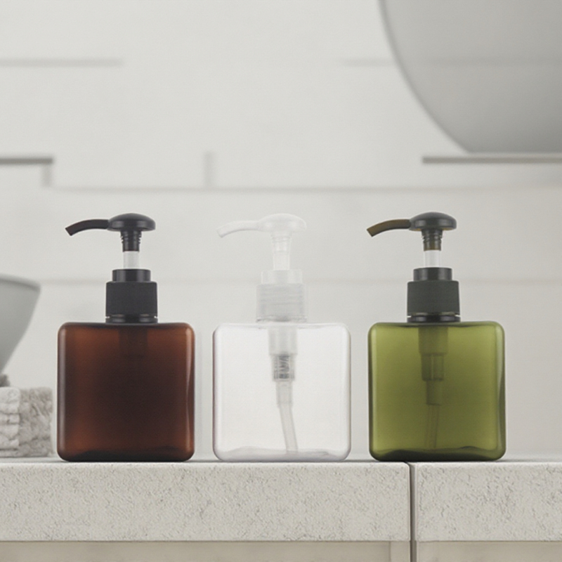 Hangzhou Sunshine 250ml Square Plastic Hand Wash Lotion Bottle for Clear Green Amber Brown Beautiful Gift Empty for Skin Care Se